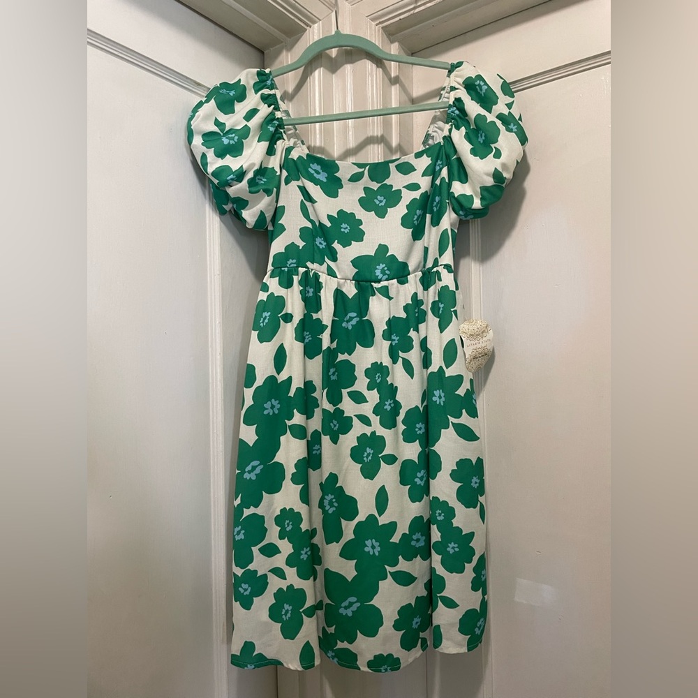 Altar’d State green and white floral mini dress